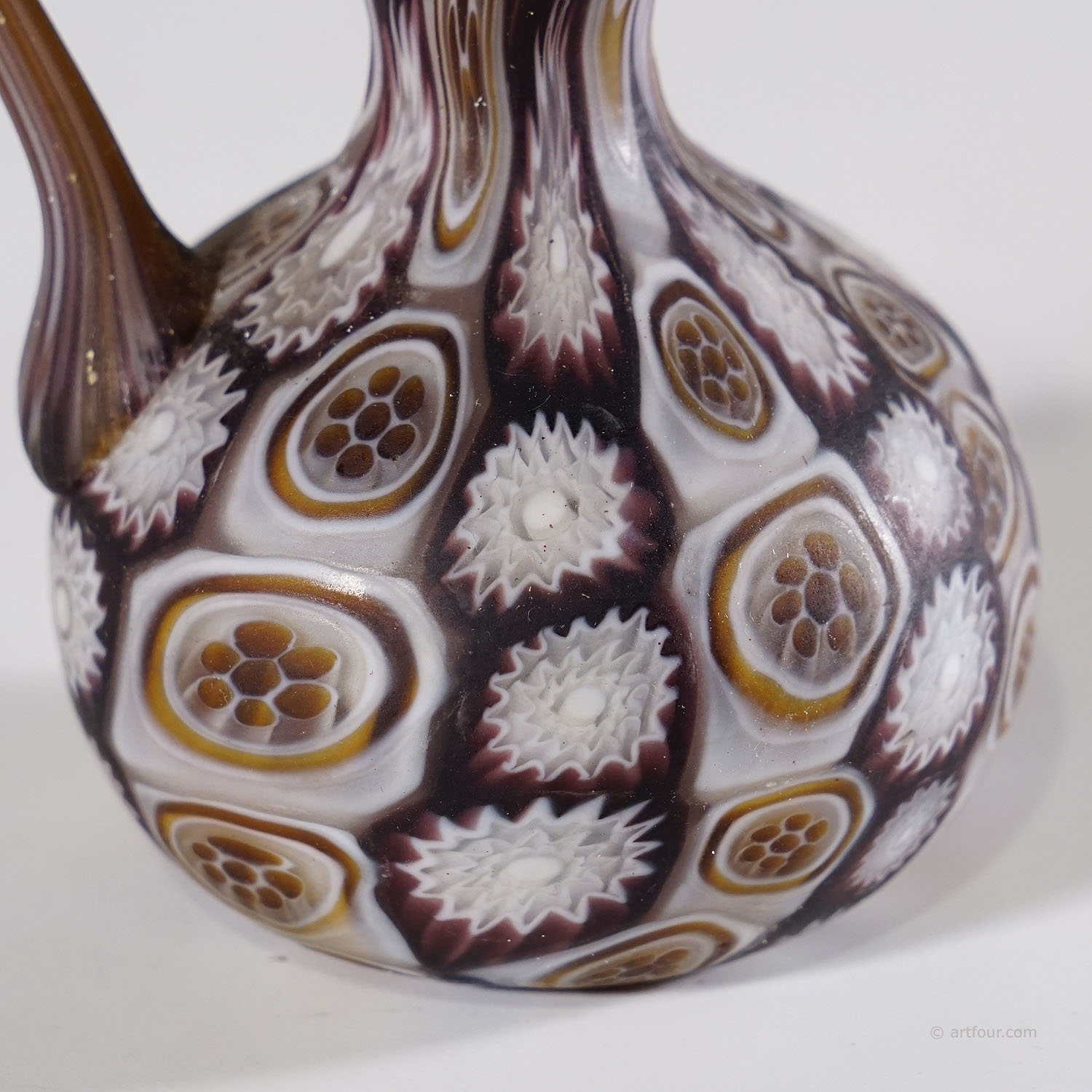 Antique Millefiori Vase in Violet and Amber, Fratelli Toso Murano ca. 1920s