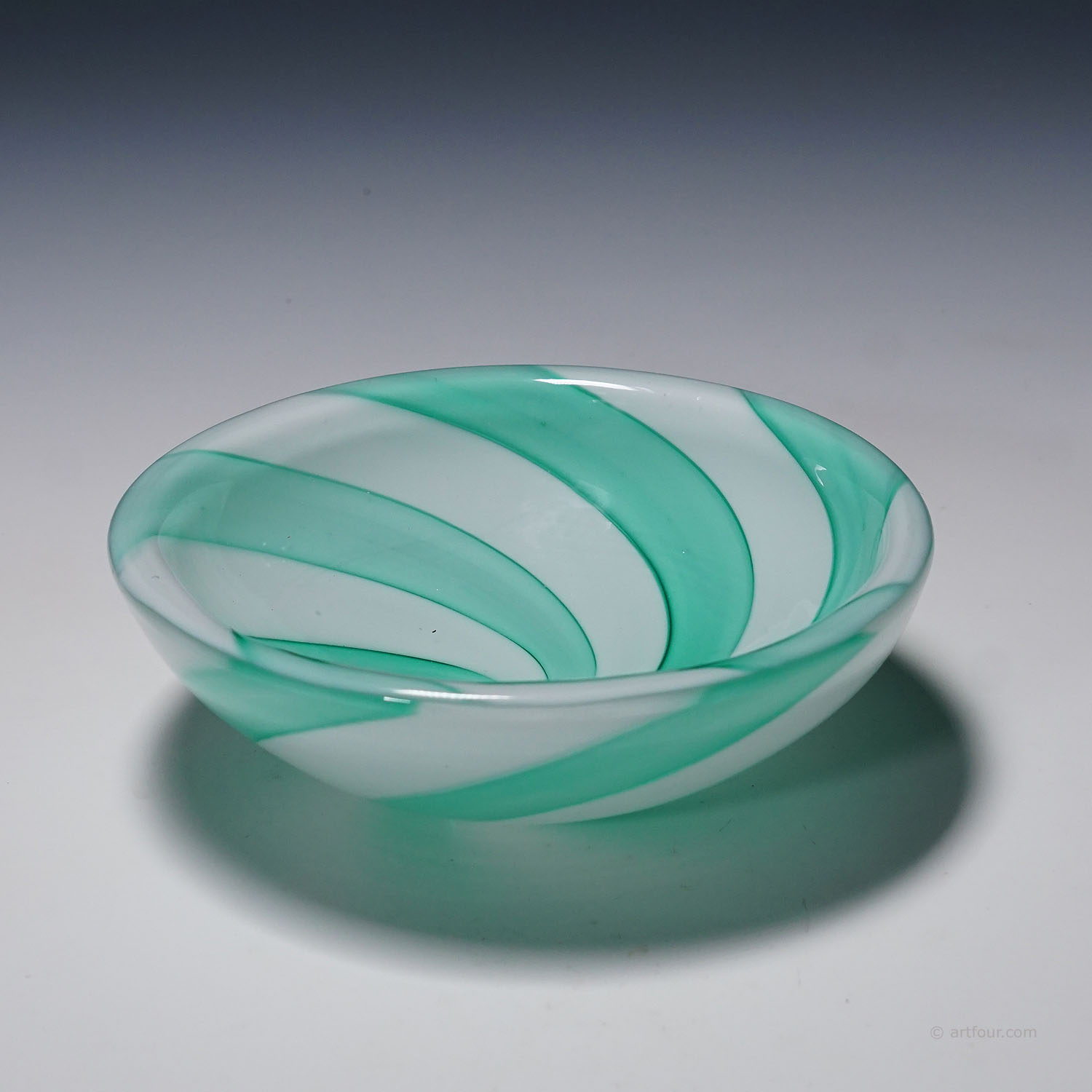 Venini Art Glass Bowl with Spiral Pattern Paolo Venini, Murano 1950s