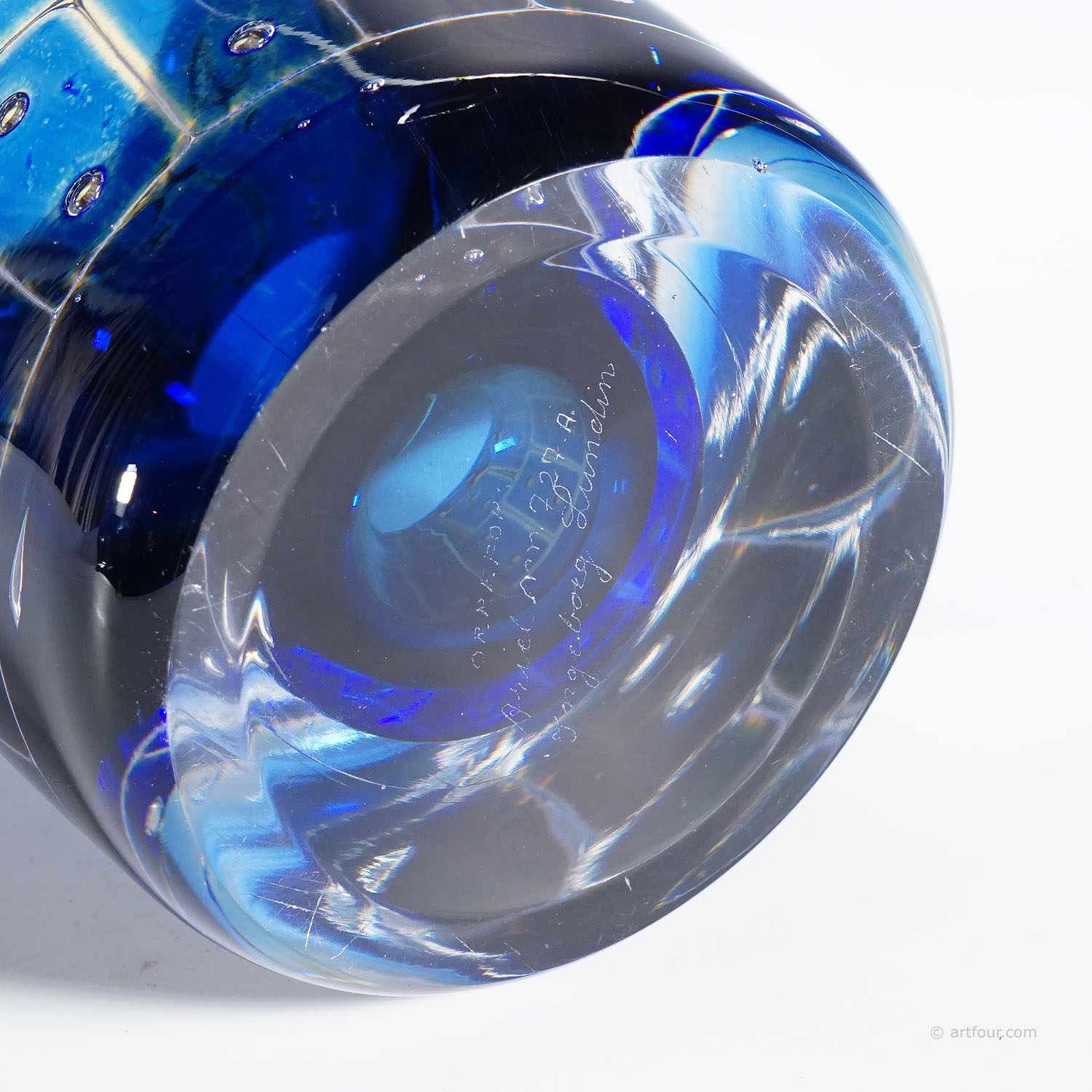 Heavy Ariel Glass Vase by Ingeborg Lundin for Orrefors, Sweden 1966