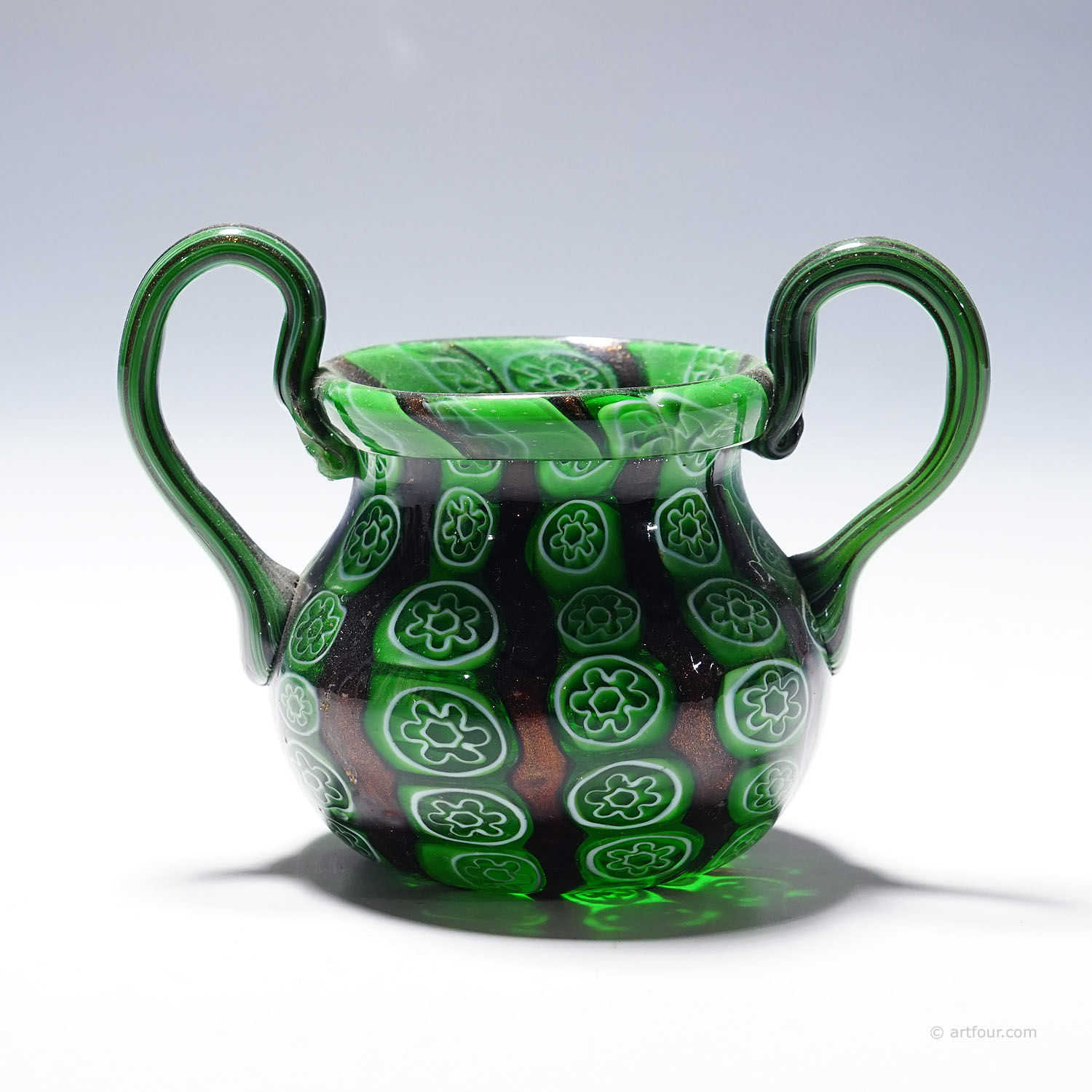 Antique Murrine Vase with Aventurine, Fratelli Toso Murano ca. 1920s