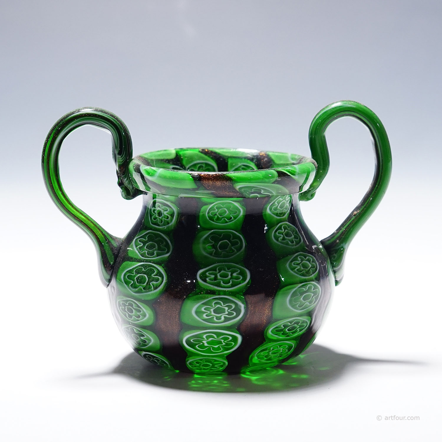 Antique Murrine Vase with Aventurine, Fratelli Toso Murano ca. 1920s