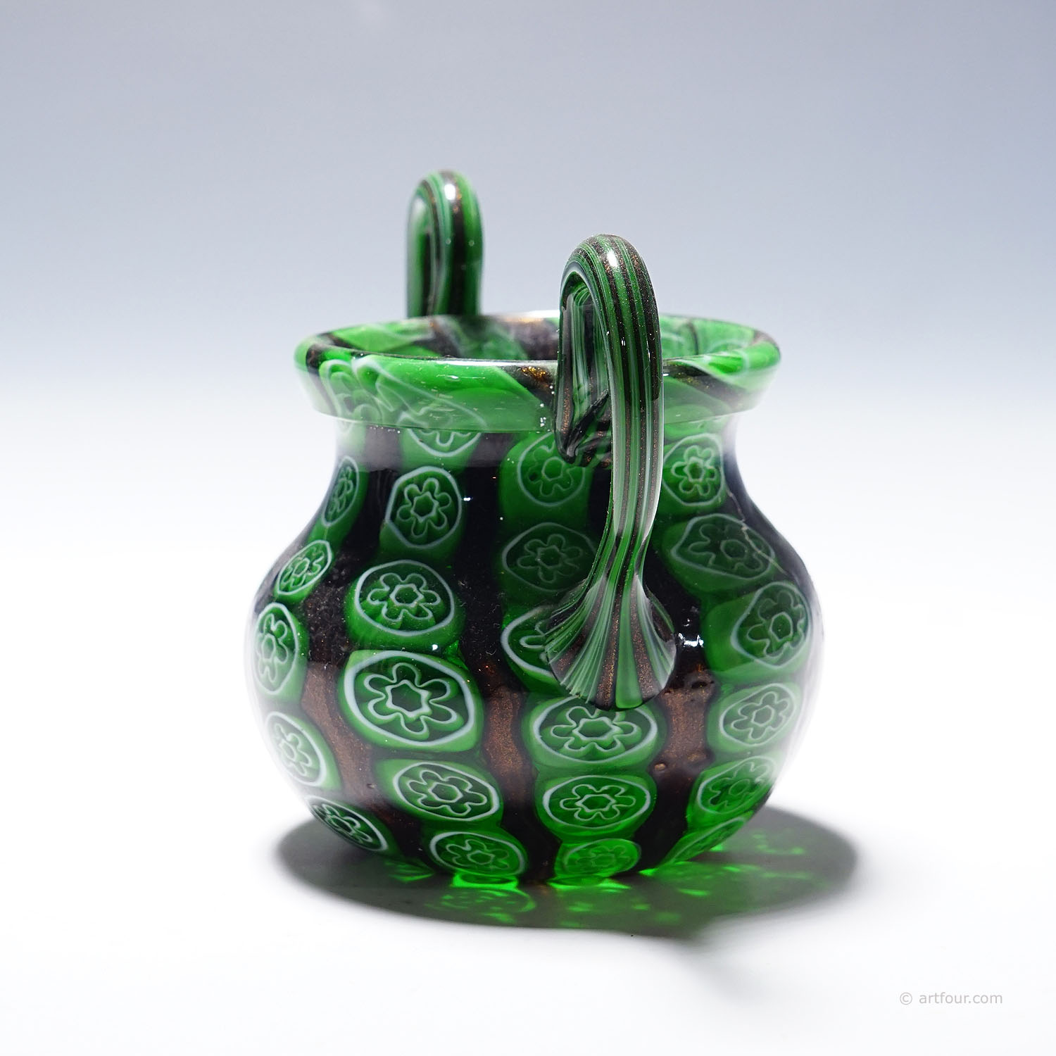 Antique Murrine Vase with Aventurine, Fratelli Toso Murano ca. 1920s