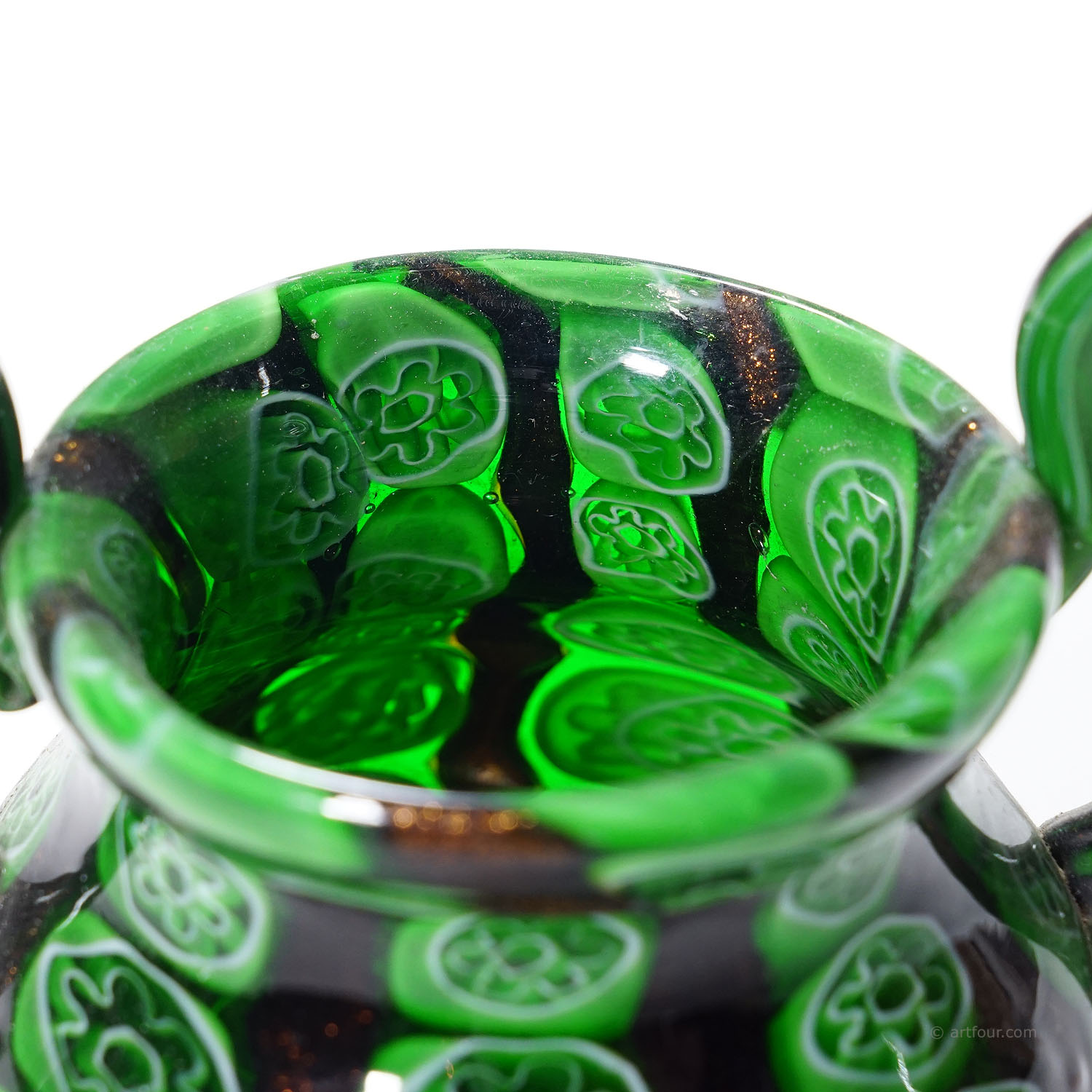Antique Murrine Vase with Aventurine, Fratelli Toso Murano ca. 1920s