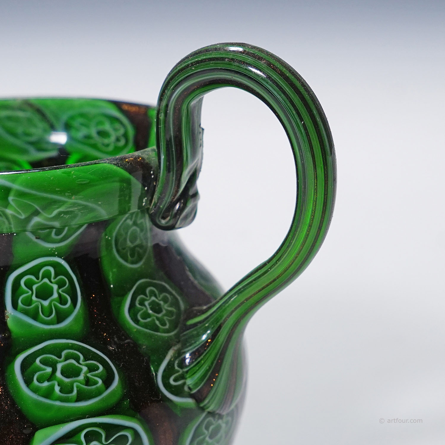 Antique Murrine Vase with Aventurine, Fratelli Toso Murano ca. 1920s