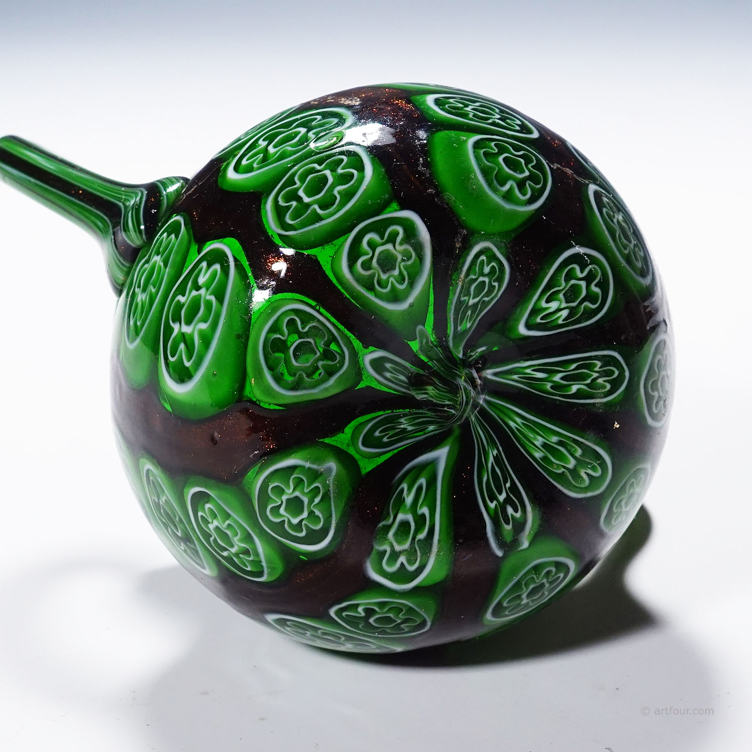 Antique Murrine Vase with Aventurine, Fratelli Toso Murano ca. 1920s