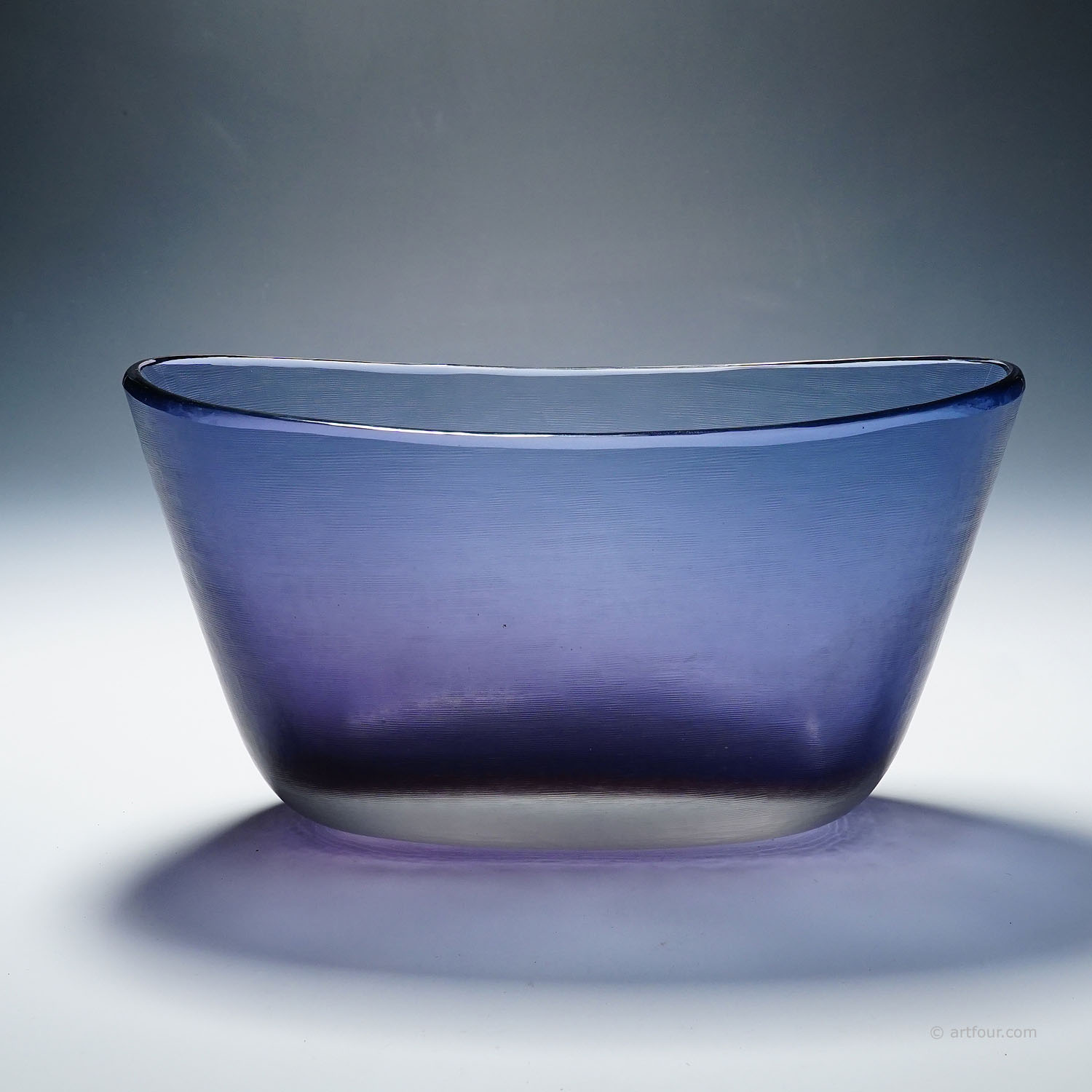 Large Venini Art Glass Bowl with Inciso Decoration Paolo Venini, Murano 1956