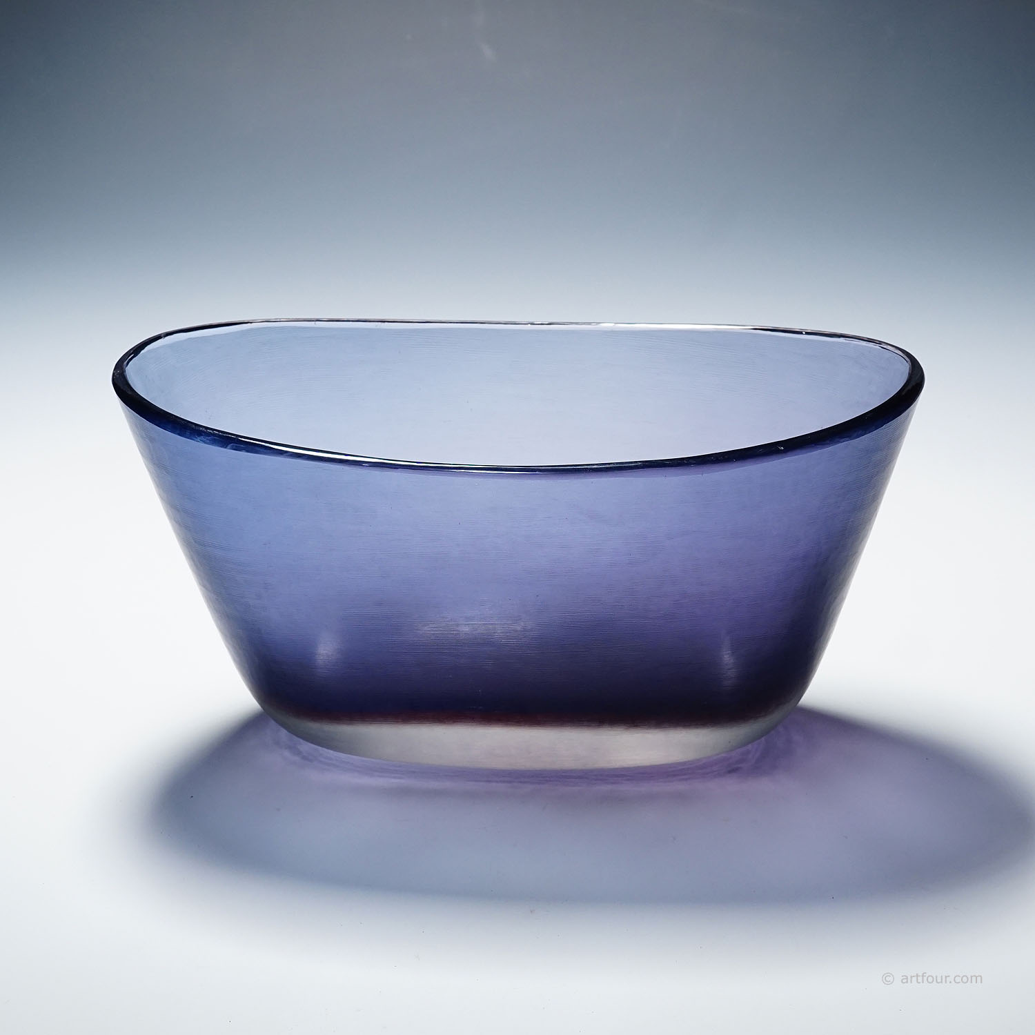 Large Venini Art Glass Bowl with Inciso Decoration Paolo Venini, Murano 1956