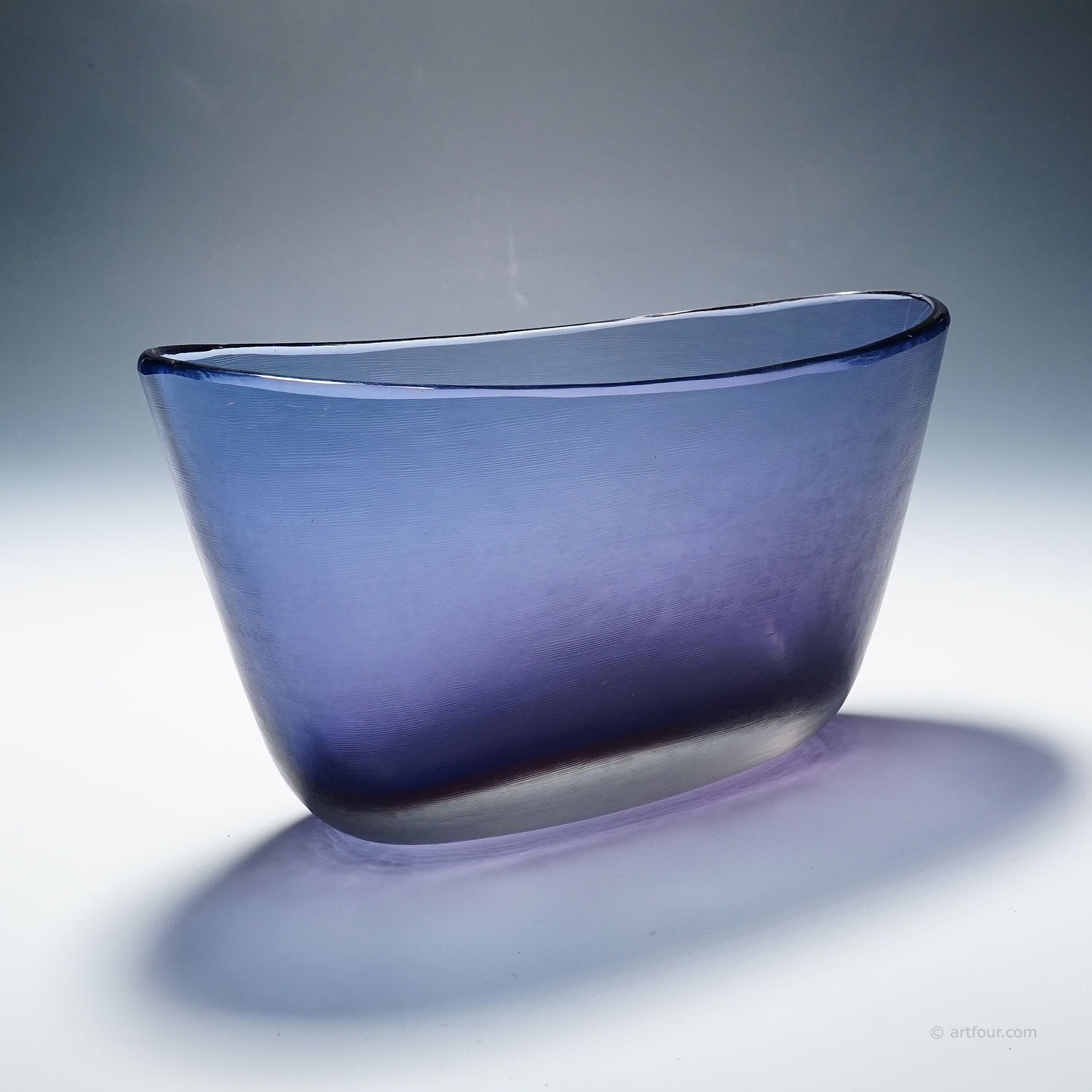 Large Venini Art Glass Bowl with Inciso Decoration Paolo Venini, Murano 1956