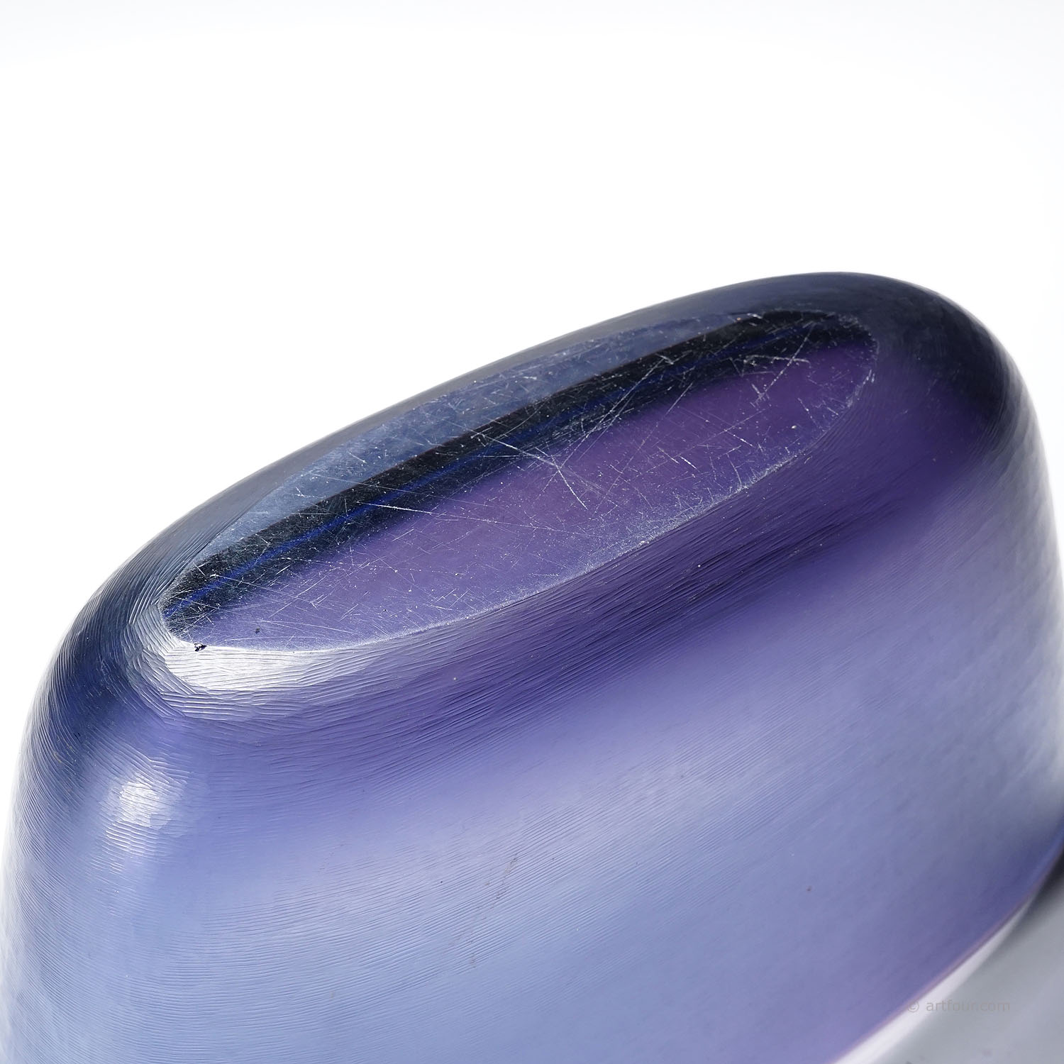 Large Venini Art Glass Bowl with Inciso Decoration Paolo Venini, Murano 1956