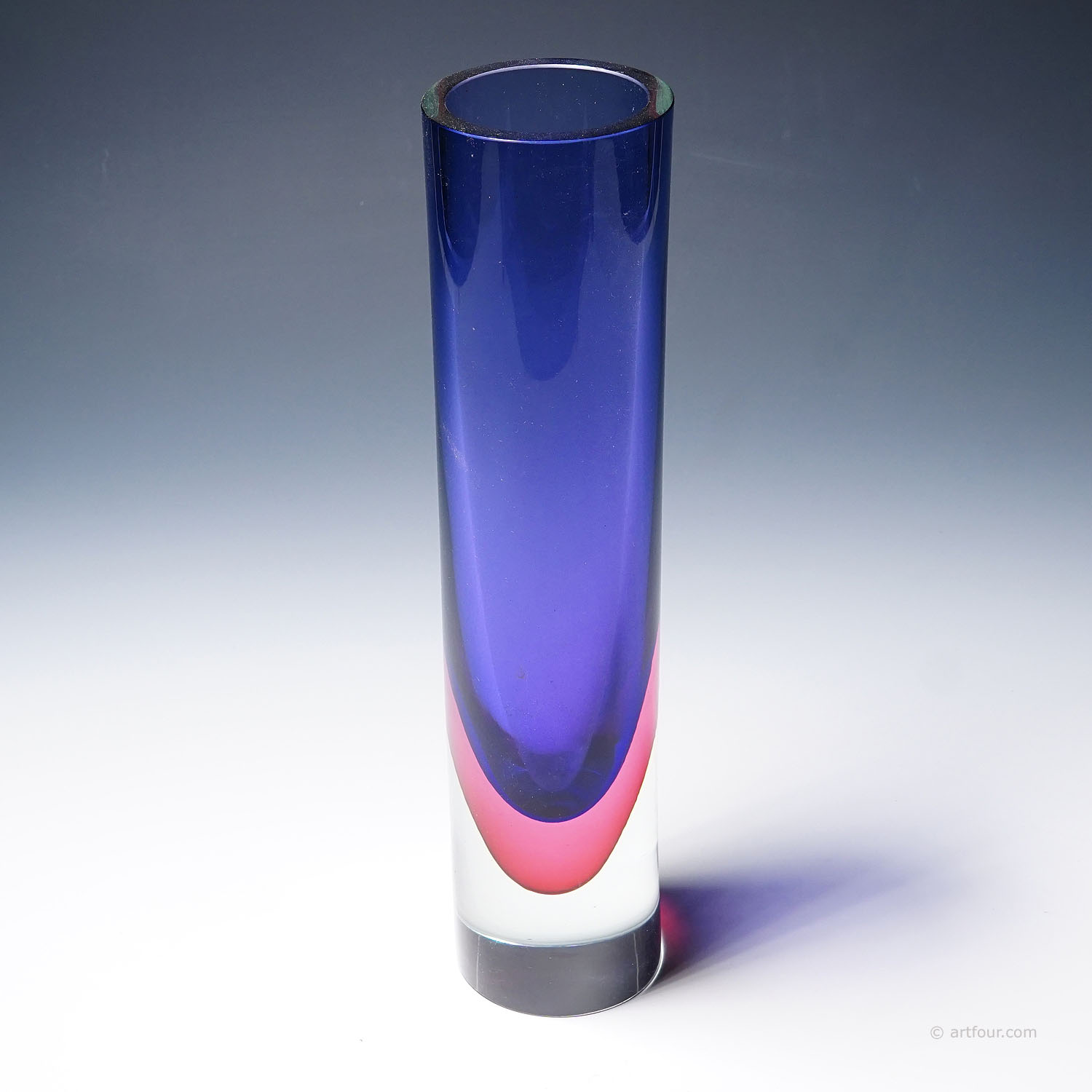 Archimede Seguso Sommerso Vase in Blue and Violet, Murano Italy ca. 1960s