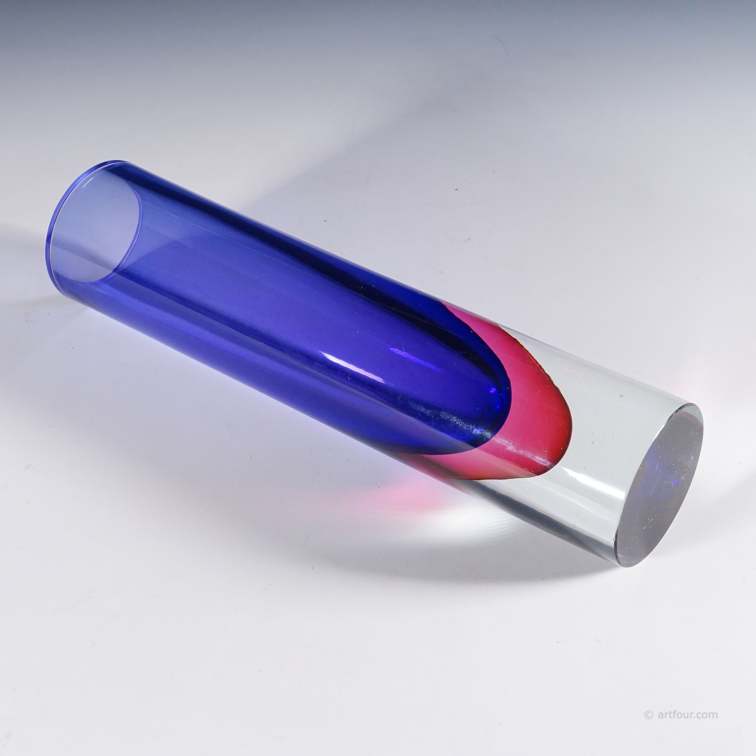 Archimede Seguso Sommerso Vase in Blue and Violet, Murano Italy ca. 1960s