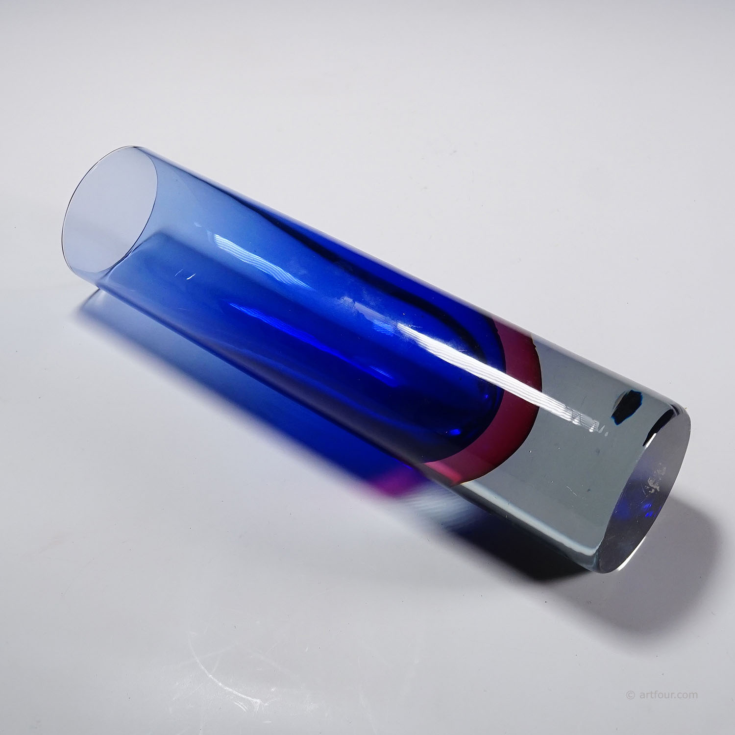Archimede Seguso Sommerso Vase in Blue and Violet, Murano Italy ca. 1960s