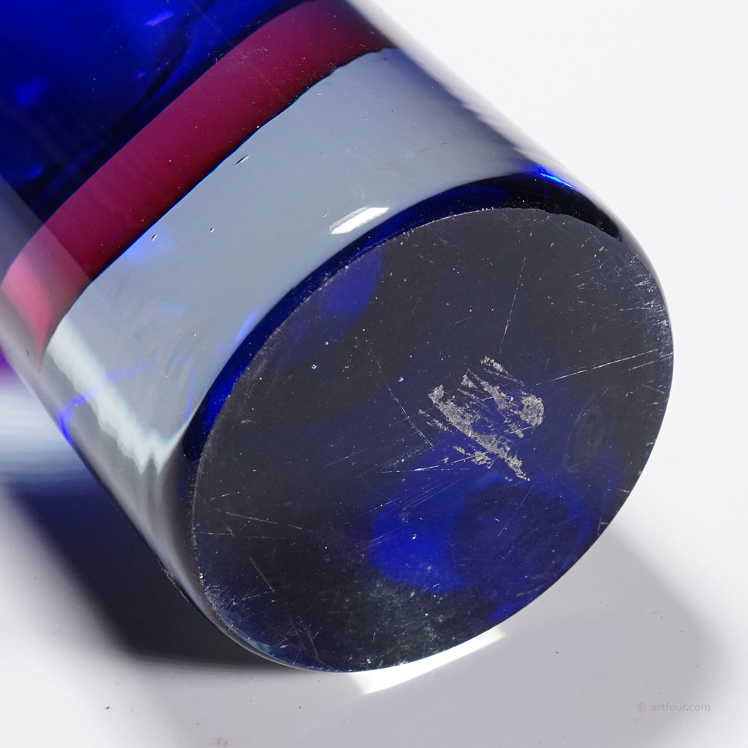 Archimede Seguso Sommerso Vase in Blue and Violet, Murano Italy ca. 1960s