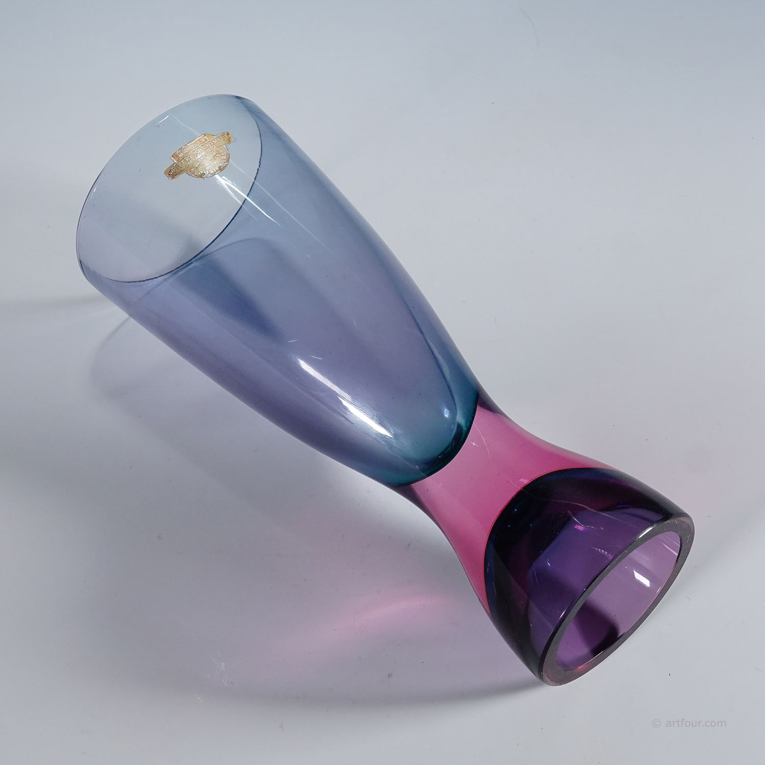 Archimede Seguso Sommerso Vase in Blue and Violet, Murano Italy ca. 1960s