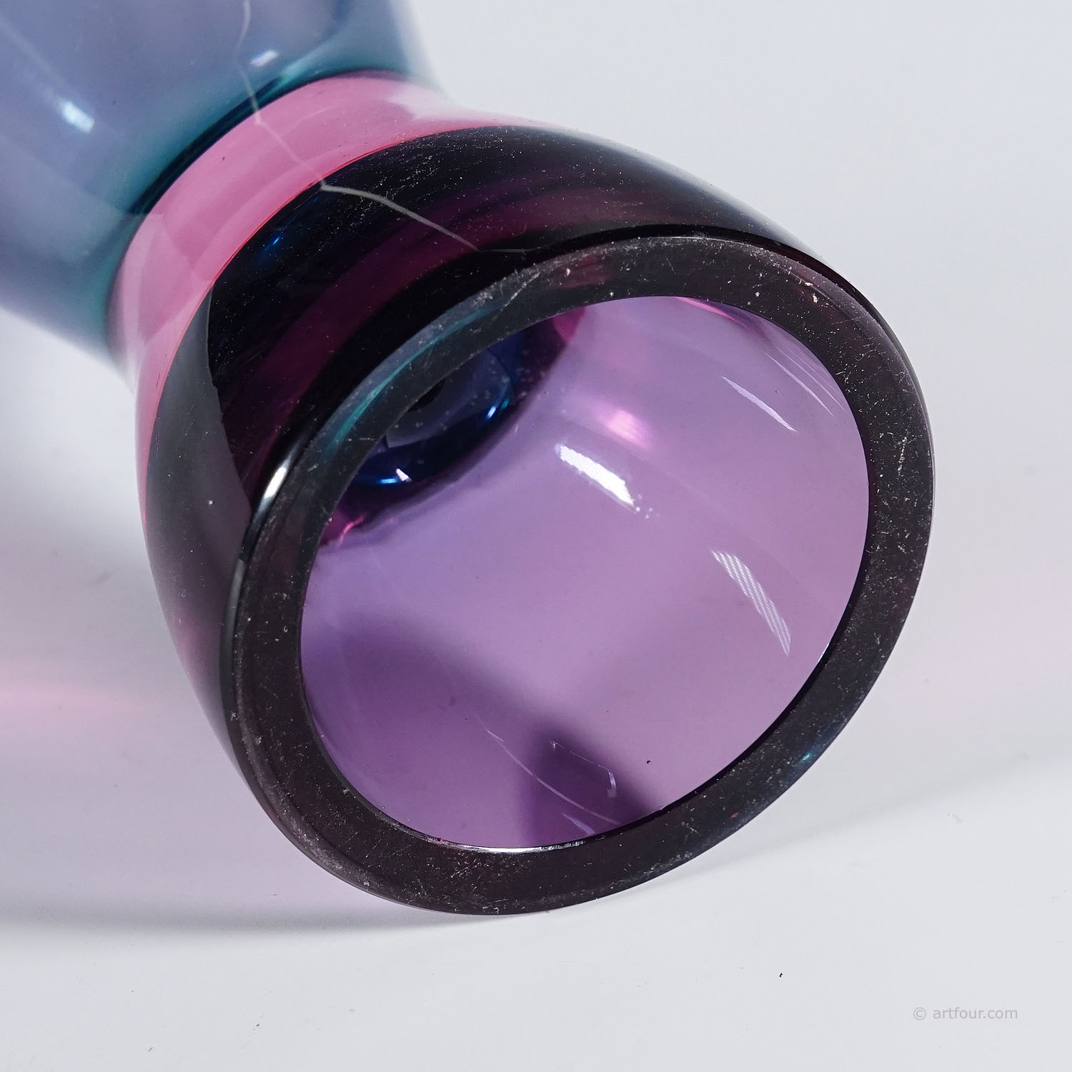Archimede Seguso Sommerso Vase in Blue and Violet, Murano Italy ca. 1960s