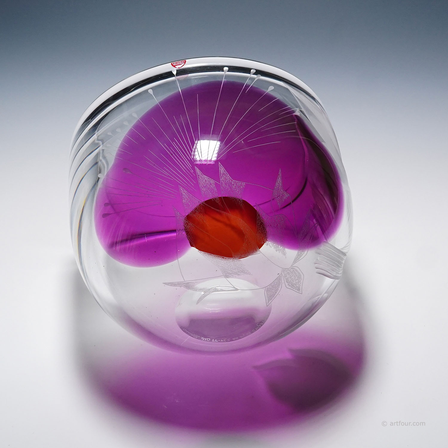 Tree of Live Art Glass Vase by Olle Alberius for Orrefors, Sweden 1977