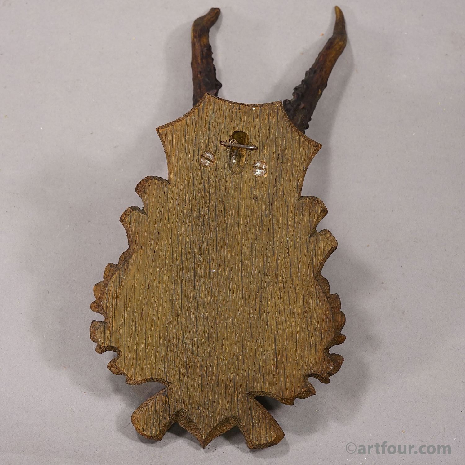 Vintage Black Forest Red Deer Trophy on Carved Plaque, Germany 1941