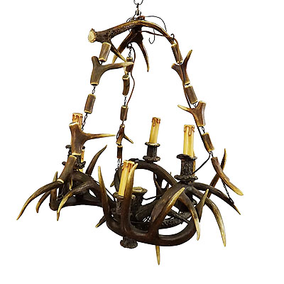 Rustic Black Forest Antler Chandelier ca. 1900.