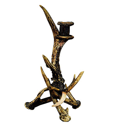 Antique Cabin Decor Antler Candlestick, Black Forest ca. 1890s.