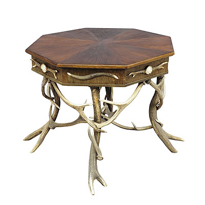 image of Elaborately Crafted Octagonal Antler Table ca. 1900