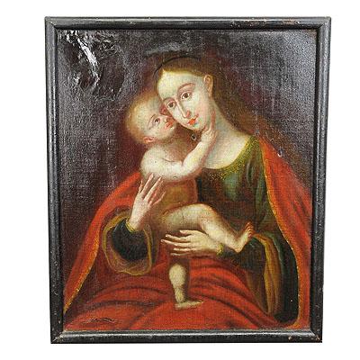 Oil painting Miraculous Image of Insbruck Maria with Child after Cranach.