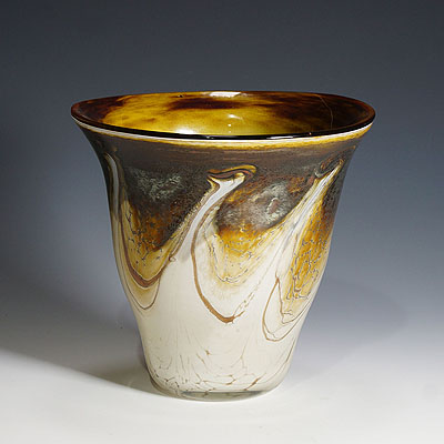 image of Vintage Marble Glass Vase Designed by Richard Glass ca. 1980