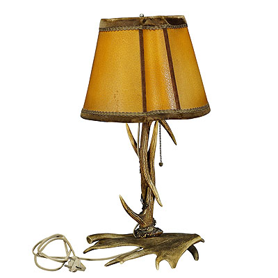 image of Rustic Antler Desk Lamp with Deer and Virginia Deer Antlers