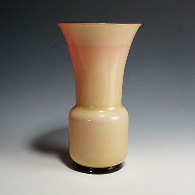 Large Venini Vase Aurato in Pink and Lattimo Glass and Gold Foil.