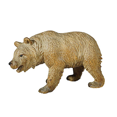 image of Wooden Black Forest Strolling Bear Handcarved in Brienz ca. 1920