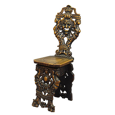 image of Renaissance Style Italian Sgabello Chair ca. 1860