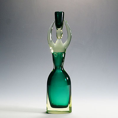 Large Cenedese Sommerso Glas Candle Stick, Murano 1970s.