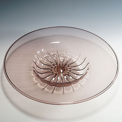 Very Large Vetro Soffiato Glass Dish by Vittorio Zecchin for Venini Murano ca. 1925.