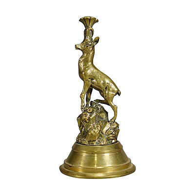 Lovely Antique Brass Candle Holder with Chamois.