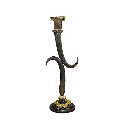 Cabin Decor Antler Candle Holder with Chamois and Deer Horns, Germany ca. 1900.