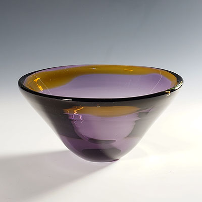 Vintage Art Glas Bowl by Willy Johannsen for Hadeland (attr.) 1957.