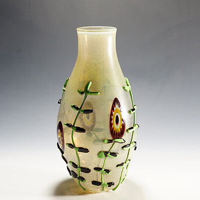 Monumental Art Glass Vase by Licio Zanetti, Murano ca. 1970s.