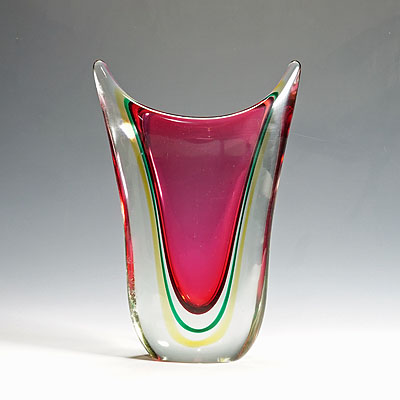 Midcentury Murano Sommerso Art Glass Vase by C.O.V.E.M 1960s.