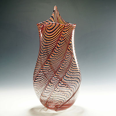 Large Art Glass Vase by Luca Vidal, Murano.