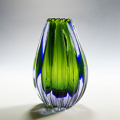 Seguso Vetri d'Arte Murano Sommerso Glass Vase 1950s.