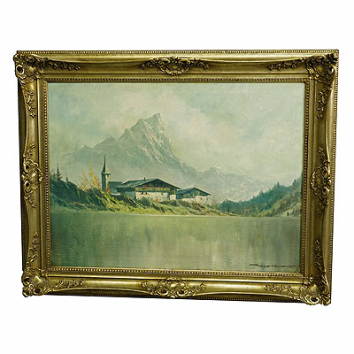 High Mountain Landscape with Alpine Lake near Kufstein ca. 1950s.