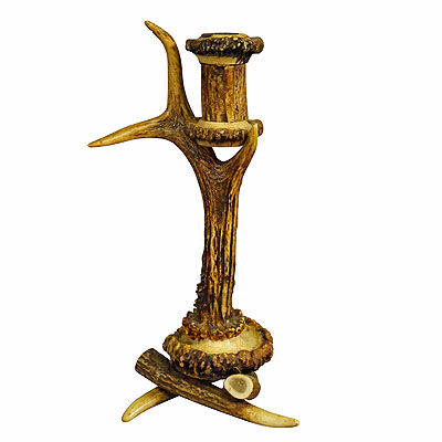 Antique Antler Candle Holder with Deer Horns, Germany around 1900.