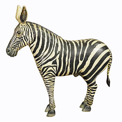 Wooden Carved Statue of a Zebra Handcarved in Germany ca. 1930s.