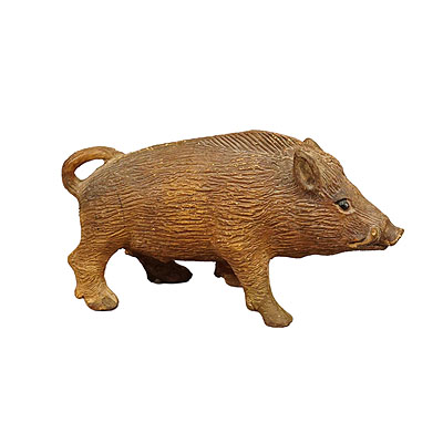 Antique Wild Boar Piggy Bank Made of Clay.