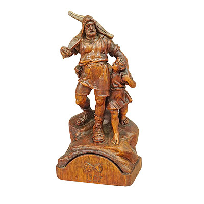 Antique Wooden Statue of Wilhelm Tell, Brienz ca. 1900.