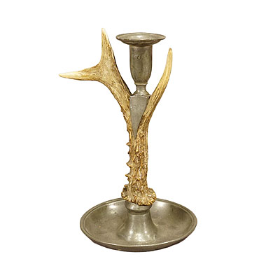 A Black Forest Candle Holder with Pewter Base and Spout, Germany ca. 1860s.