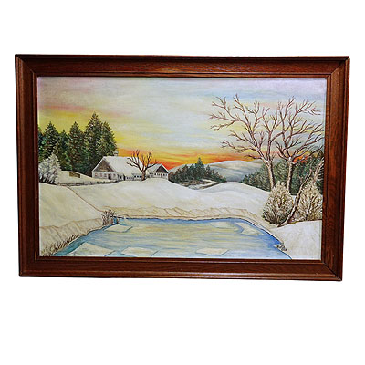 Sunrise in a Winterly Landscape in The Black Forest Oil Painting.