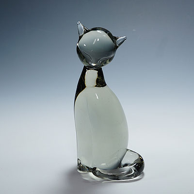 Sculpture of a Stylized Cat Designed by Livio Seguso for Graal Glass.