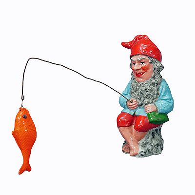 1950's German Fishing Garden Gnome.