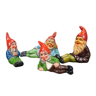 Lot of Four Vintage Terracotta Garden Gnomes, Germany ca. 1950s.