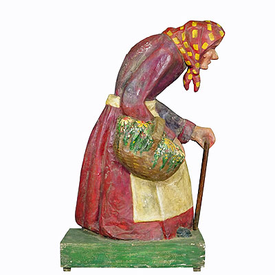 Antique Fairground Paper Mache Sculpture of a Witch or Farmer's Wive.
